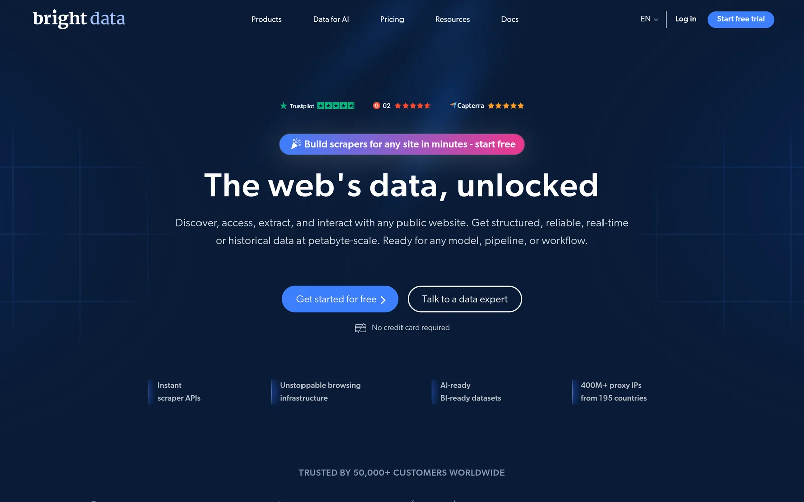 Bright Data homepage