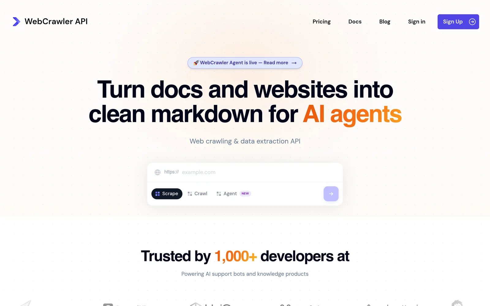 WebCrawlerAPI homepage