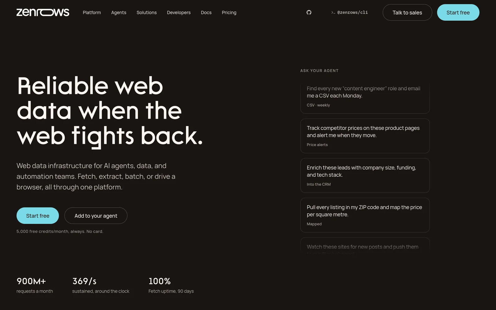 ZenRows homepage