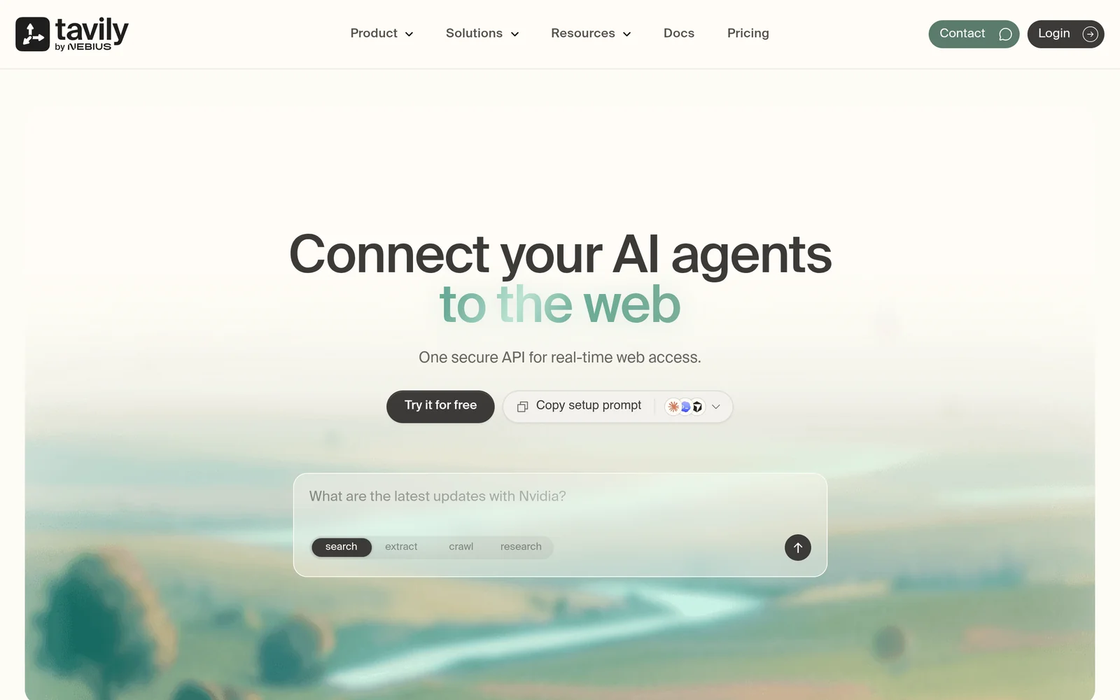 Tavily homepage